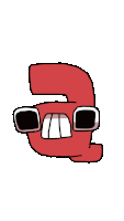 a cartoon drawing of a red number 3 with glasses on