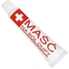 a tube of masc na bol dupy with a red cross on it .