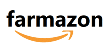 a logo for farmazon with an orange arrow pointing to the right