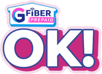 a logo for g fiber prepaid says " ok "