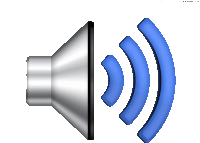 an icon of a speaker with a blue sound wave