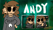 a cartoon of a girl with the name andy