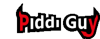 a black and red logo for piddi guy with a devil on it