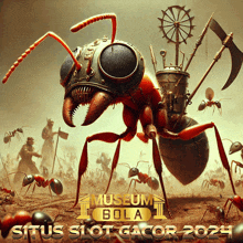 an advertisement for situs slot gacor shows an ant with a helmet on its head