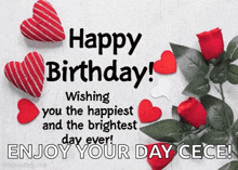 happy birthday wishing you the happiest and brightest day ever ! enjoy your day cece !