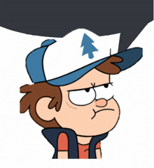 dipper pines from gravity falls is wearing a blue hat with a pine tree on it