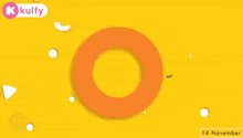 a yellow background with an orange circle in the middle and the date 14 november