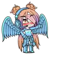 a cartoon of a girl with wings and headphones