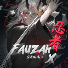 a poster for fauzan x shows a demon holding a sword