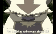 a cartoon character with the words pov appa has had enough of your shit