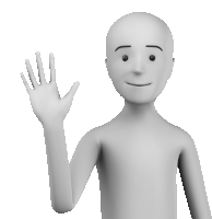 a 3d cartoon character is waving his hand