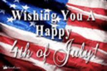 a 4th of july greeting card with an american flag in the background