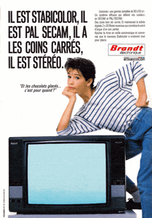 an old advertisement for a brandt electronica television