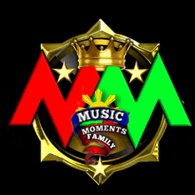 a logo for music moments family has a crown on top