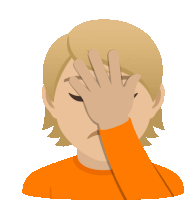 a person covering their face with their hand and wearing an orange shirt