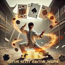 a poster for situs slot gacor shows a man in a white outfit