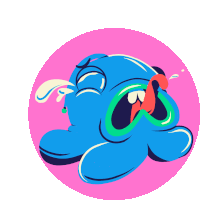 a cartoon drawing of a crying blue monster