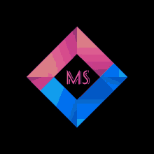 a pink and blue square with the letter ms in the middle