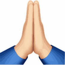 a person 's hands are folded together in prayer .