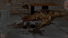 a screenshot of a video game shows a monster eating a person and the numbers 100 and 19 are visible