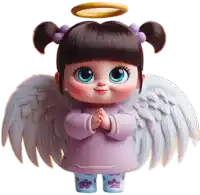 a little girl with angel wings and a halo around her head