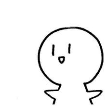 a black and white drawing of a cartoon character with a smiley face on a white background .