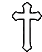 a black and white drawing of a cross with a white background