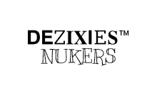 a black and white logo for devizies nukers on a white background