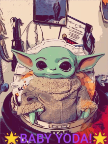 a drawing of a baby yoda with the words baby yoda below