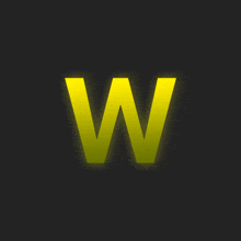 a yellow letter w is glowing on a dark background