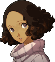 a drawing of a girl with curly hair and a pink sweater