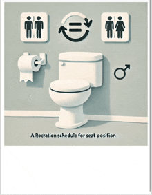 an illustration of a toilet with the words a roctation schedule for seat position on the bottom