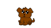 a cartoon drawing of a brown dog sitting down