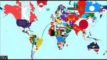 a map of the world with flags on it and the number 2863 below it