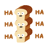 three slices of bread are stacked on top of each other with the words ha ha ha ha ha