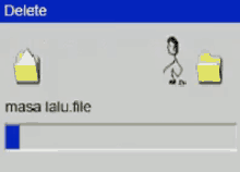 a computer screen shows a loading bar and a delete button