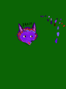 a drawing of a purple cat with the name draco written on the bottom