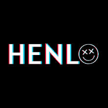 a logo for henlo with a smiley face on it