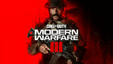 call of duty modern warfare iii poster with a man holding a gun