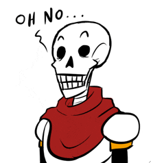 a cartoon drawing of a skeleton with the words oh no written on it