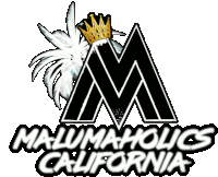 a logo for malumaholics california with a crown on top