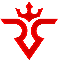 a red triangle with a crown on top