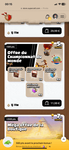 a screen shot of a game called offre du championnat du monde