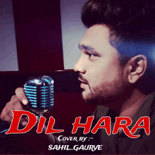 a man singing into a microphone with the words dil hara on the bottom