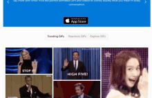 a screenshot of a website that says ' trending gifs ' on the top