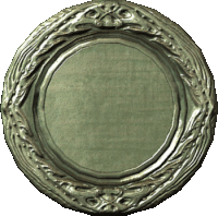 a silver plate with a floral design around the edge