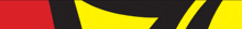 a yellow and red background with a black stripe