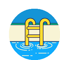 an illustration of a swimming pool with a yellow ladder