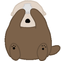 a cartoon drawing of an otter covering its eyes