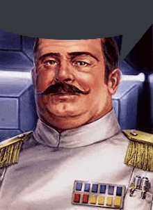 a painting of a man with a mustache wearing a military uniform .